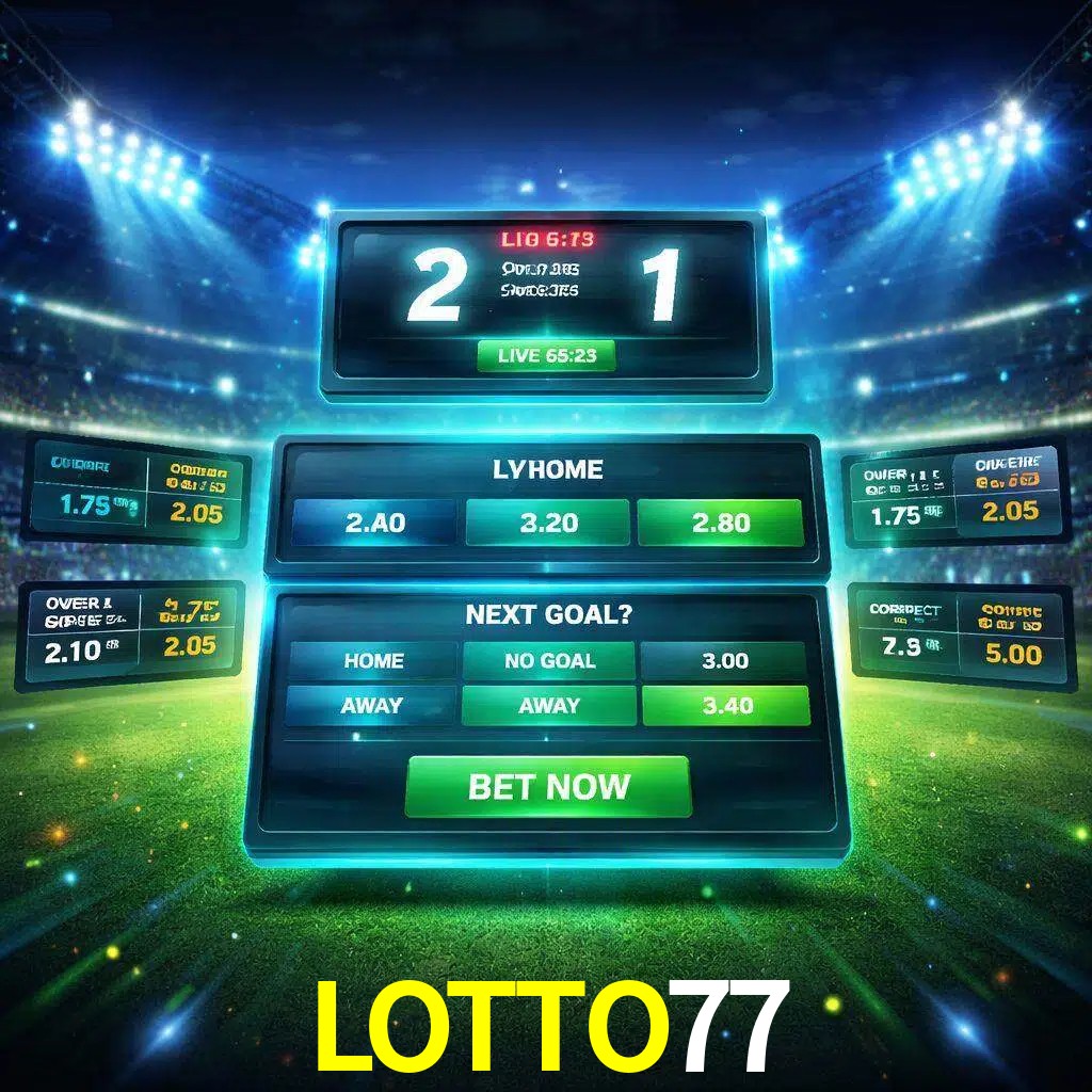 Vista de apuestas en vivo LOTTO77 durante un partido en curso