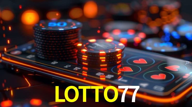 Interfaz de la app móvil LOTTO77 en un smartphone moderno